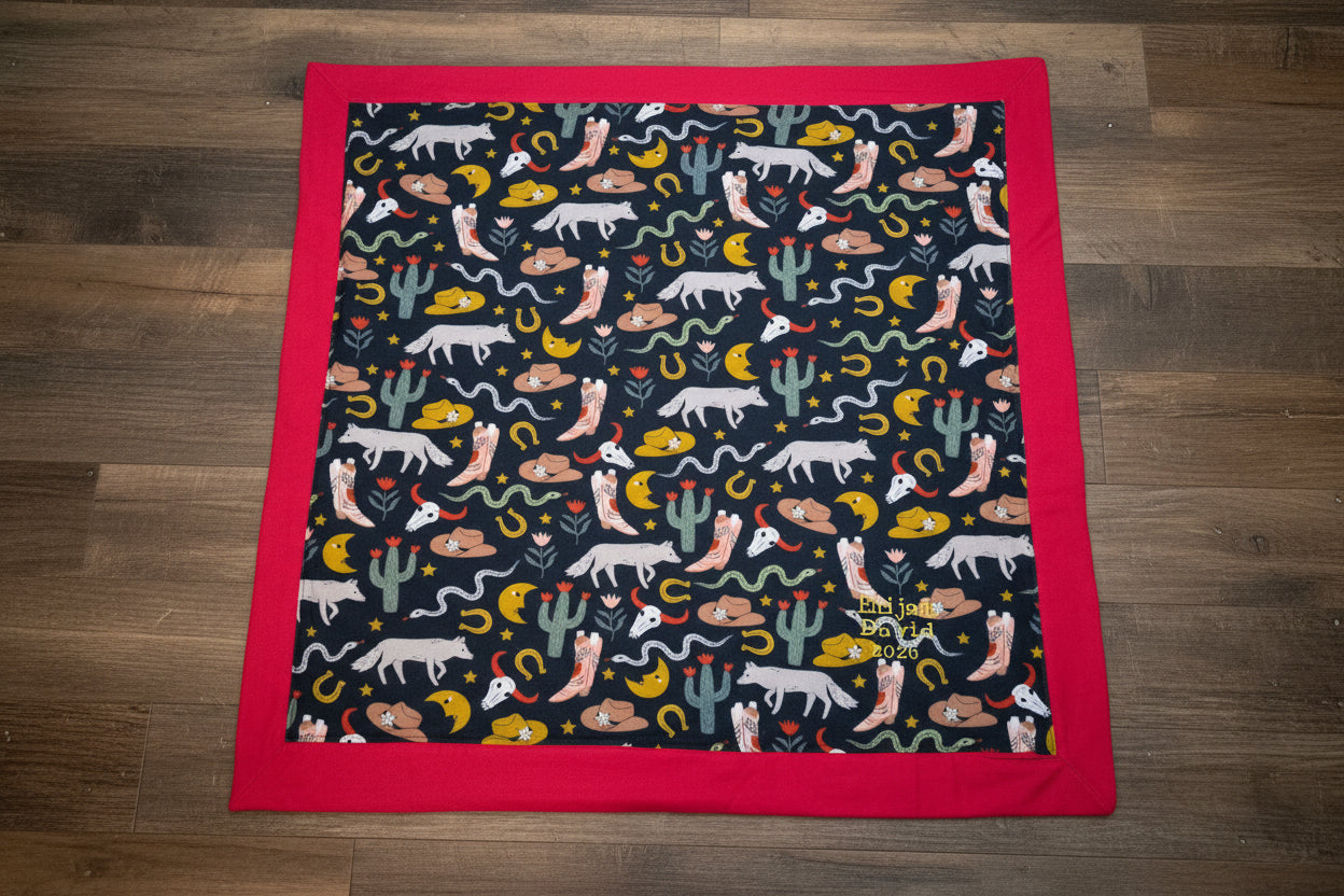 Handmade Baby Burp Cloth & Blanket Set – 2-Ply Flannel, Custom Embroidery Available