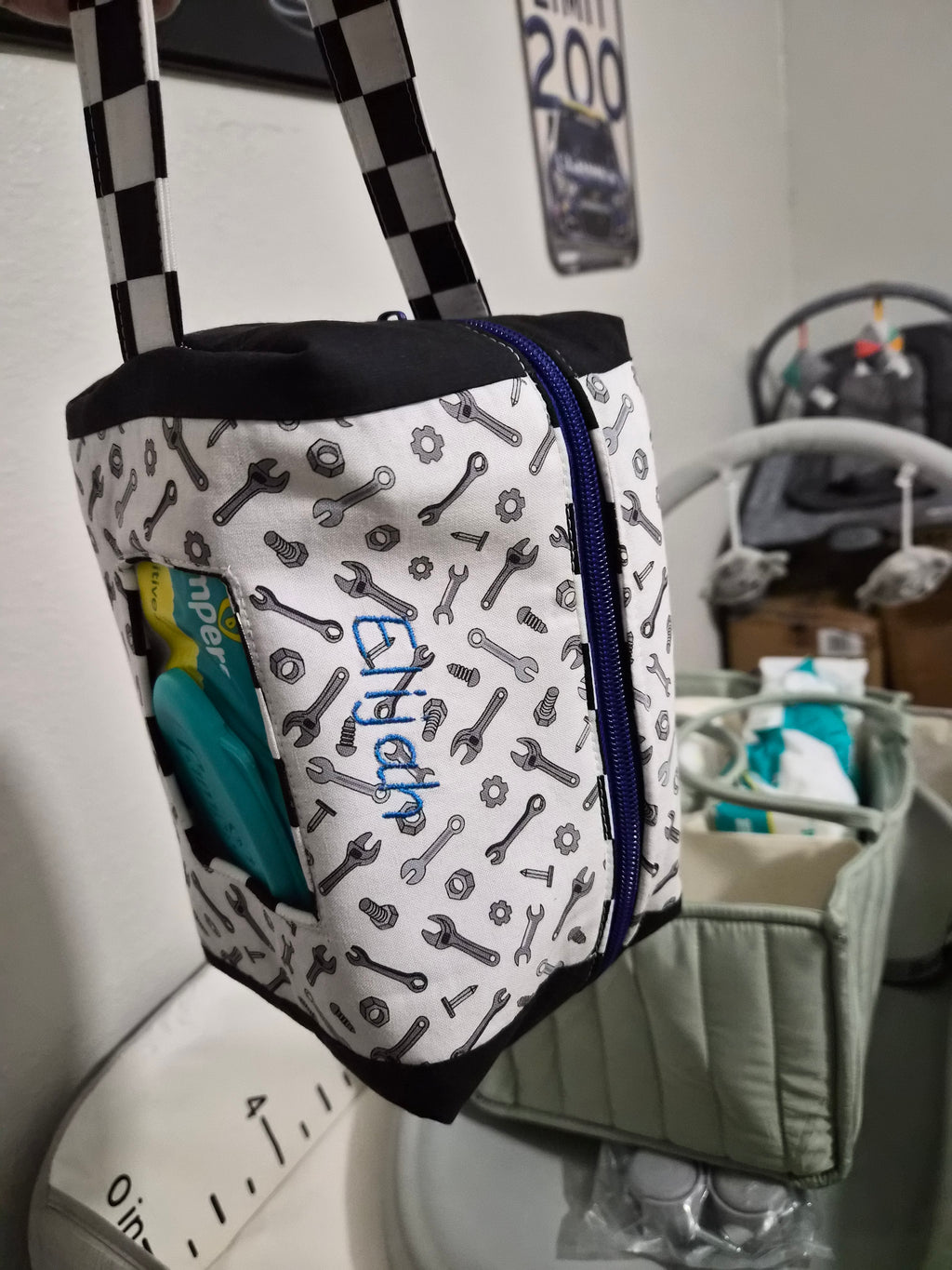 Custom Handmade Diaper & Wipe Pouch – Personalized Fabric, Color & Embroidery