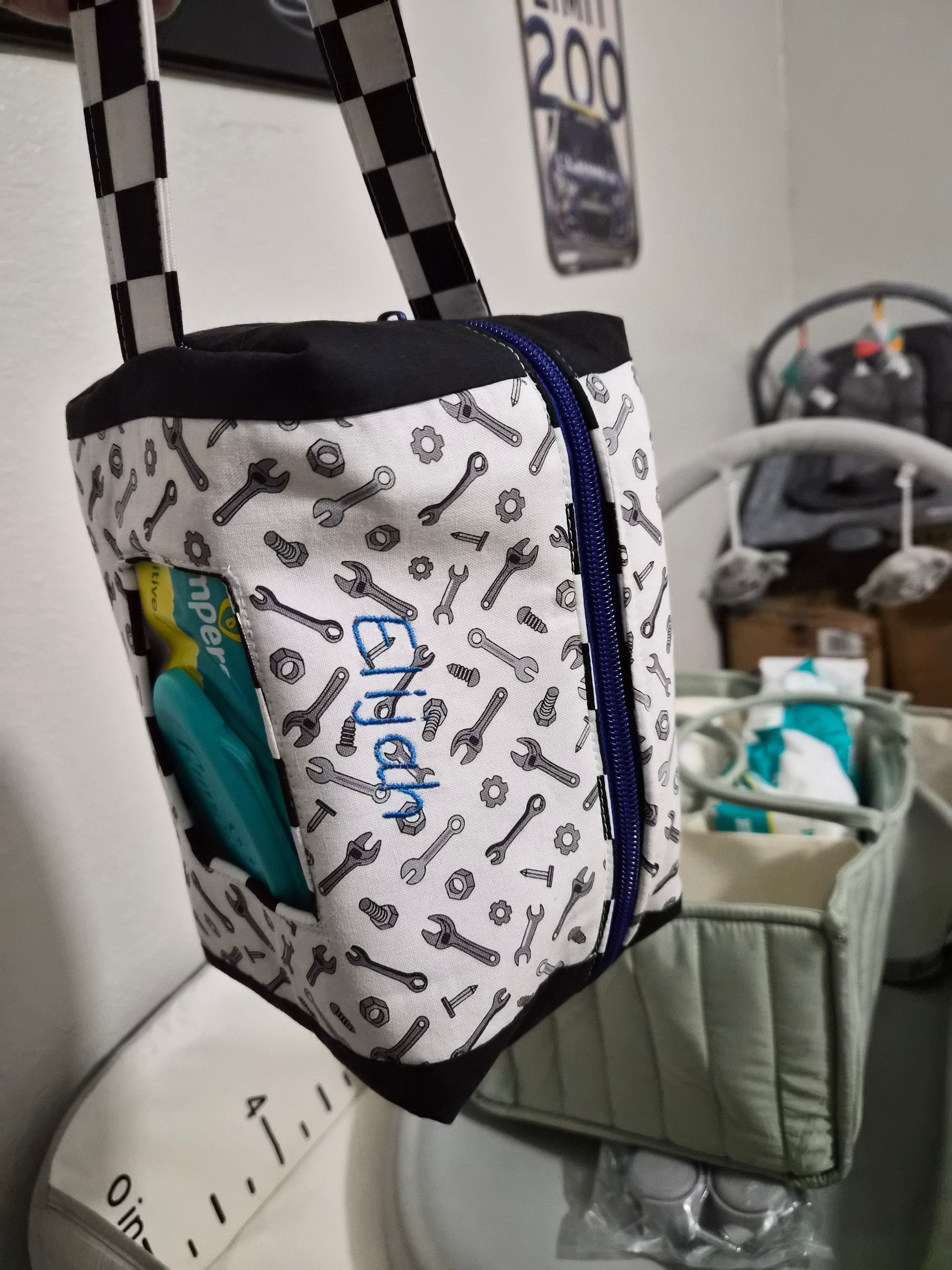 Custom Handmade Diaper & Wipe Pouch – Personalized Fabric, Color & Embroidery