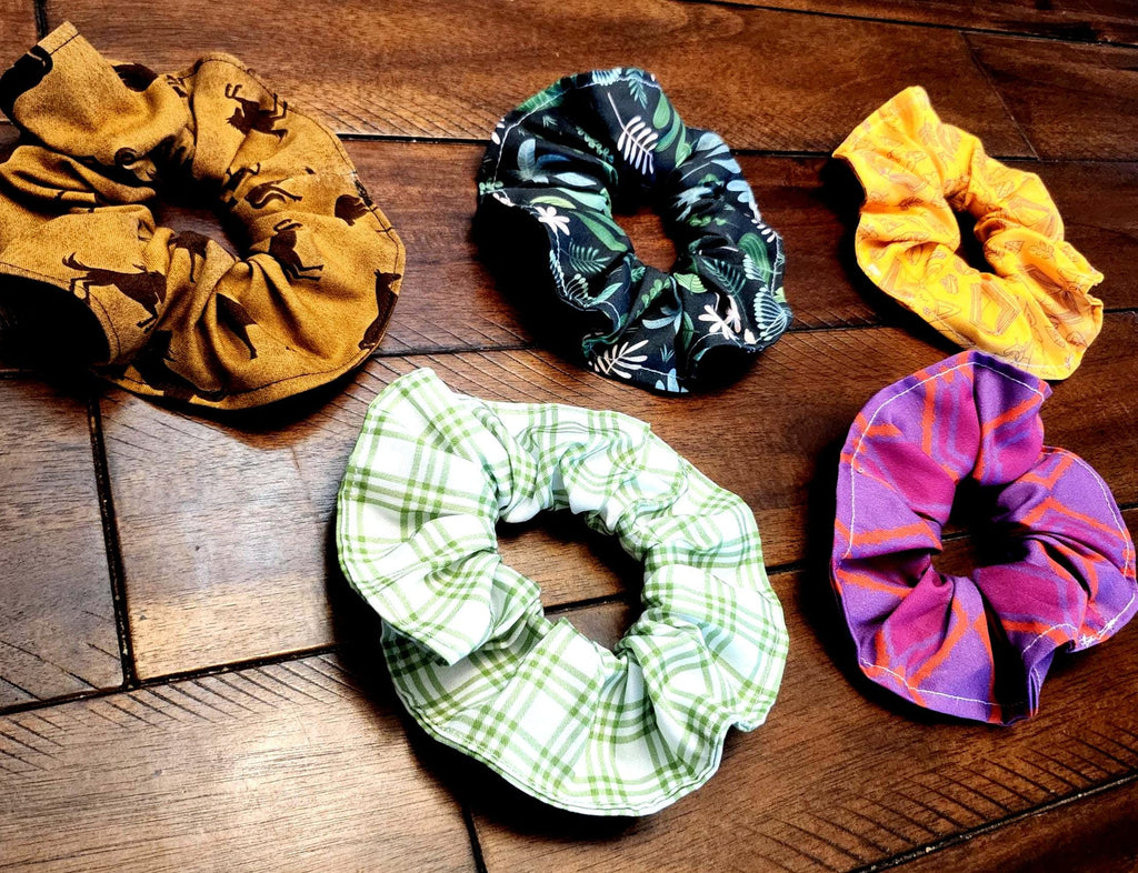 Handmade Cotton Scrunchie – Unique Patterned Hair Tie, Gentle 1/4" Elastic