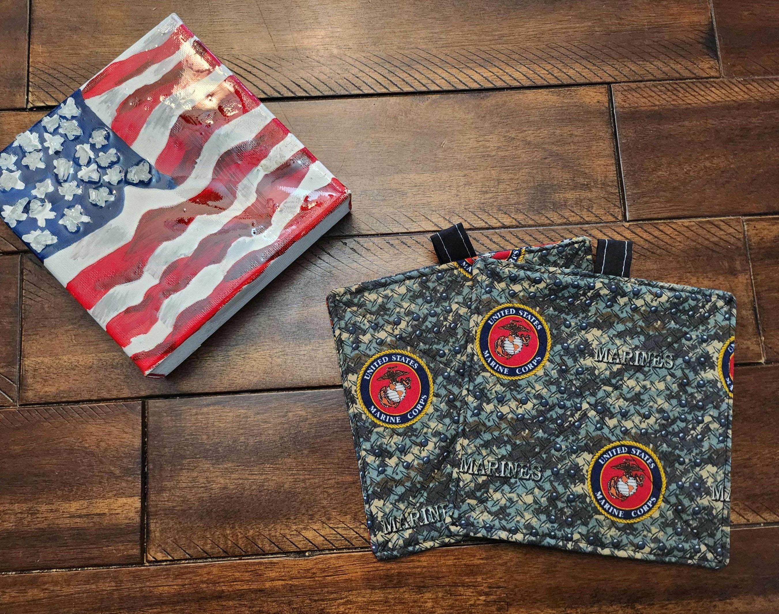 Military Branch Potholders, Patriotic Kitchen Decor, Veteran Gift (Set of 2)