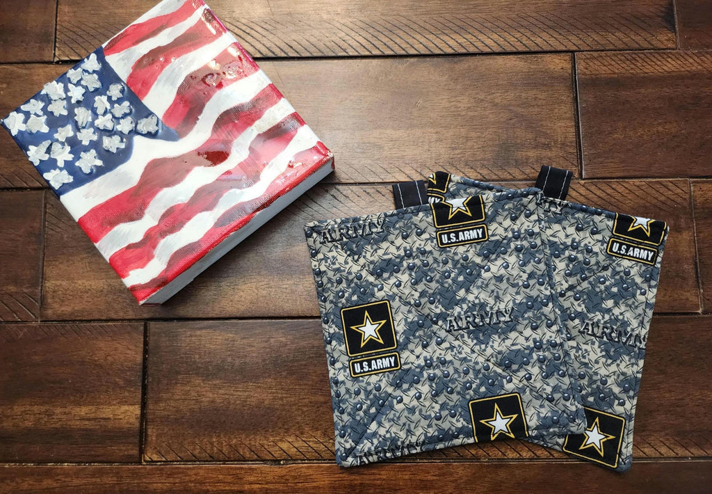 Military Branch Potholders, Patriotic Kitchen Decor, Veteran Gift (Set of 2)