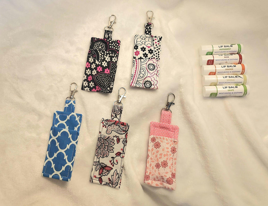Handmade Fabric Lip Balm Holder – Keychain Pouch