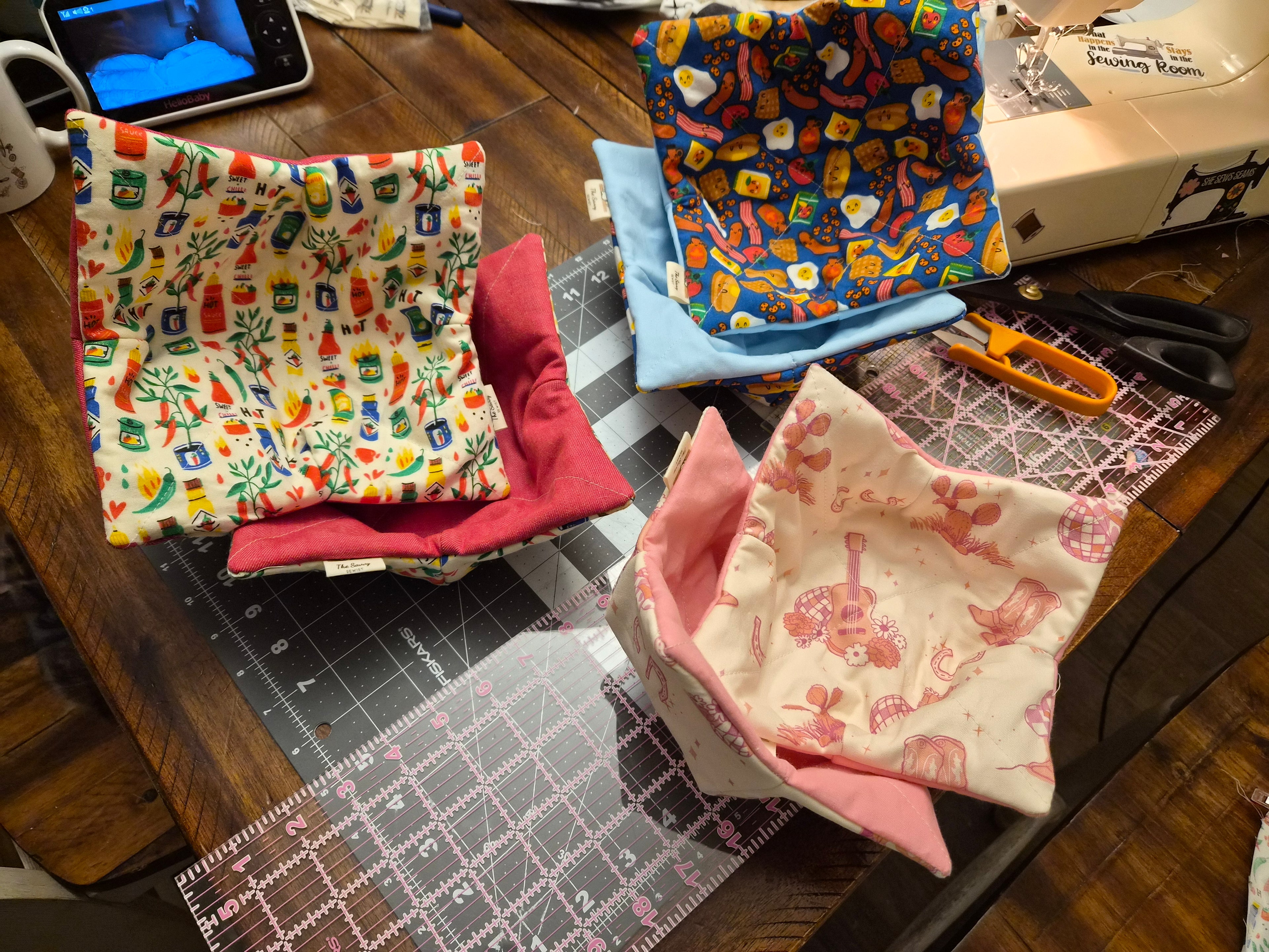 Handmade Fabric Bowl Cozy – Fun Patterns, Mix & Match