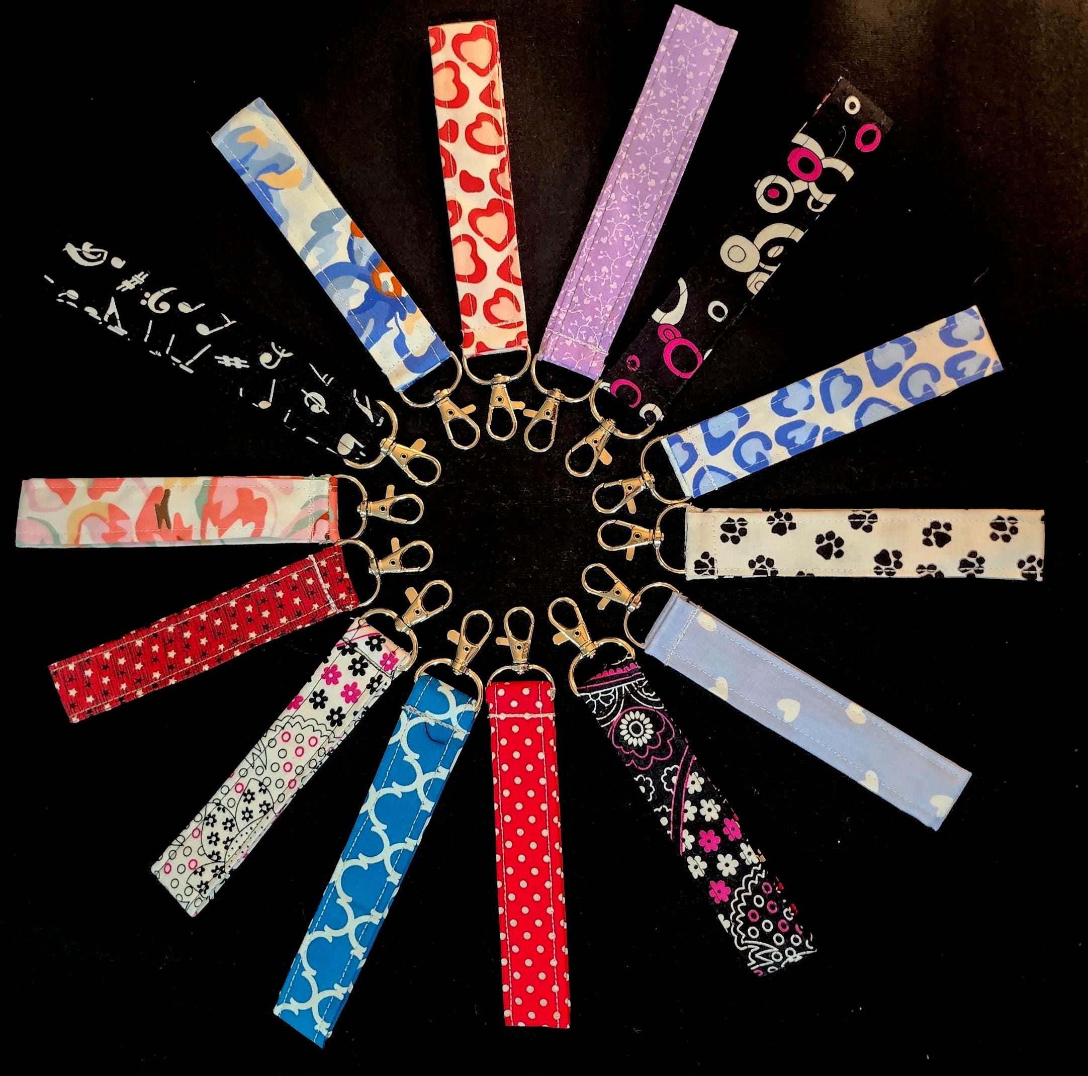 Handmade Fabric Keychain – Cute Printed Wristlet Key Fob