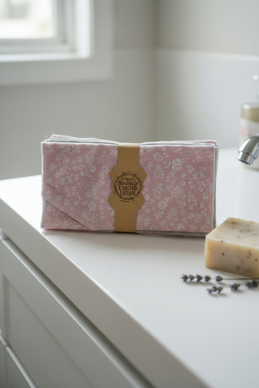 Handmade Reusable Face Cloths & Wipes Set of 5 – Soft Cotton, Eco-Friendly, Laundry Friendly