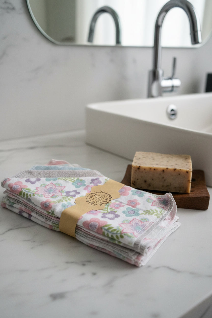Handmade Reusable Face Cloths & Wipes Set of 5 – Soft Cotton, Eco-Friendly, Laundry Friendly