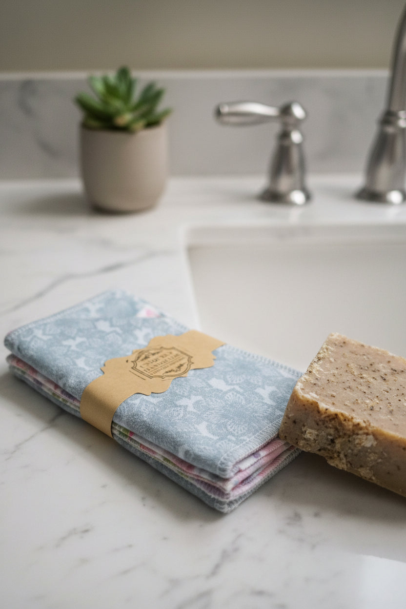 Handmade Reusable Face Cloths & Wipes Set of 5 – Soft Cotton, Eco-Friendly, Laundry Friendly