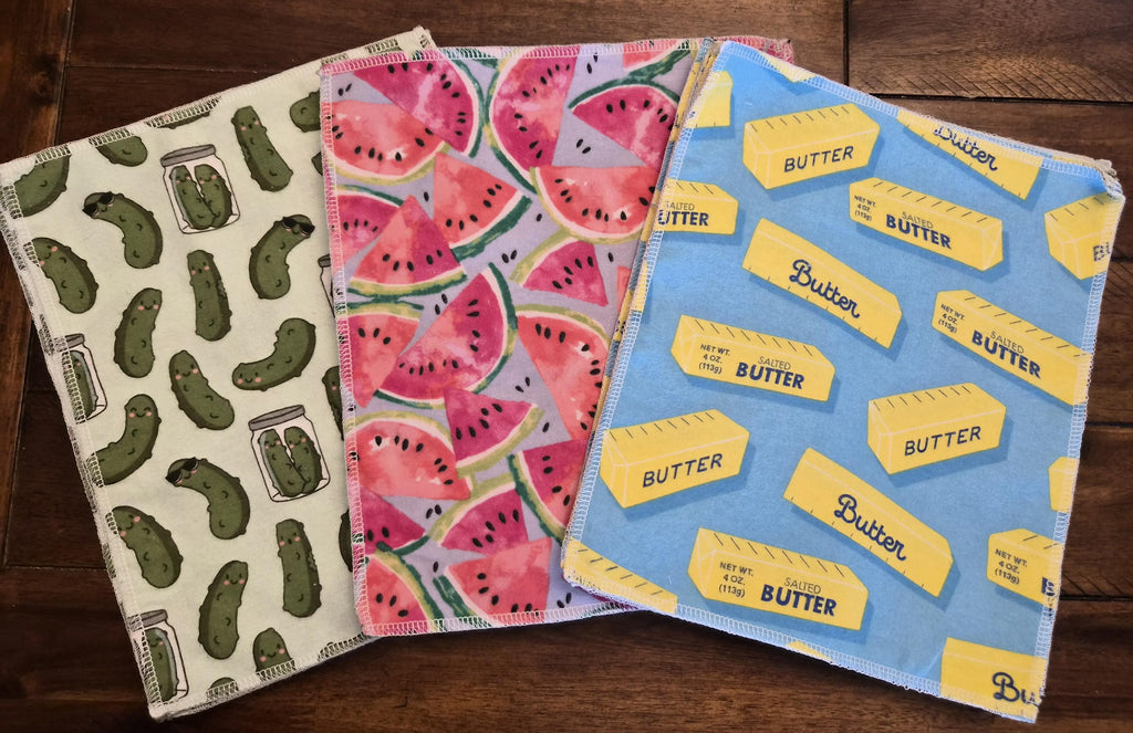Handmade Reusable Unpaper Towels – Set of 12, 100% Cotton Flannel, Fun Patterns