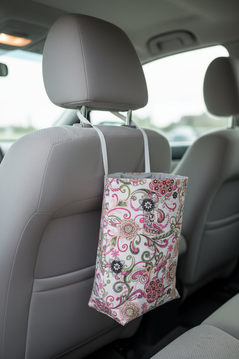 Handmade Car Trash Bin – Vinyl-Lined & Water Resistant
