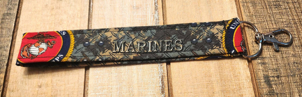 Handmade Military Branch Keychain – Patriotic Fabric Wristlet
