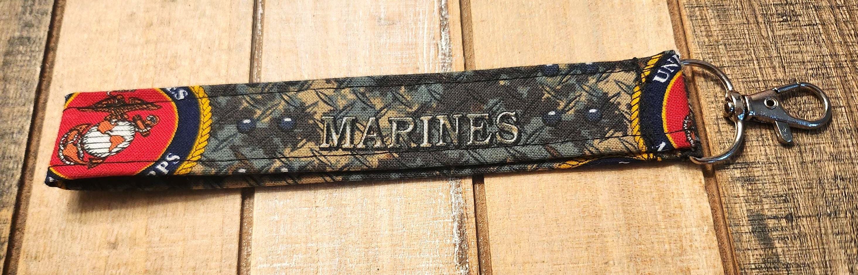 Handmade Military Branch Keychain – Patriotic Fabric Wristlet