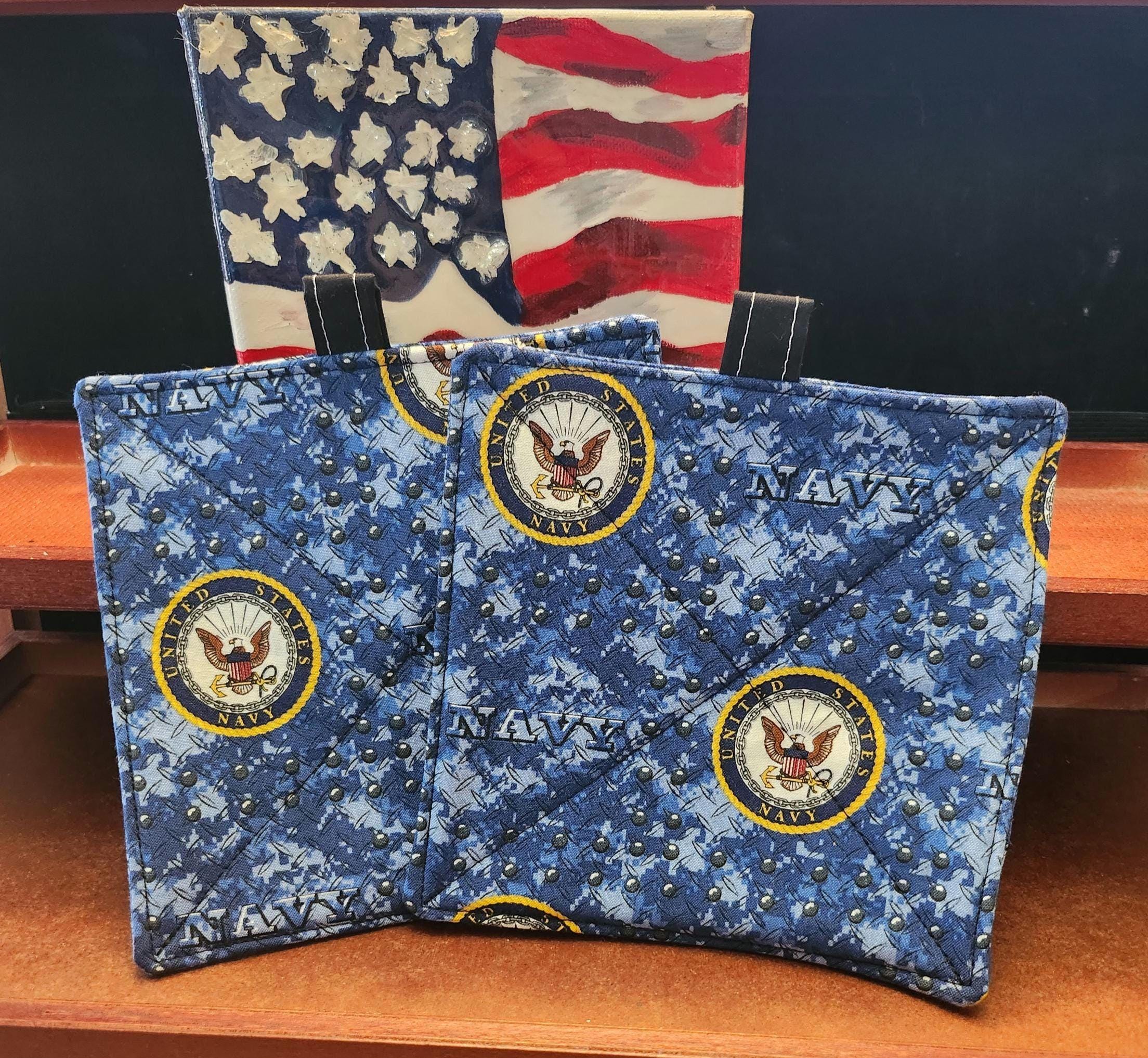 Military Branch Potholders, Patriotic Kitchen Decor, Veteran Gift (Set of 2)
