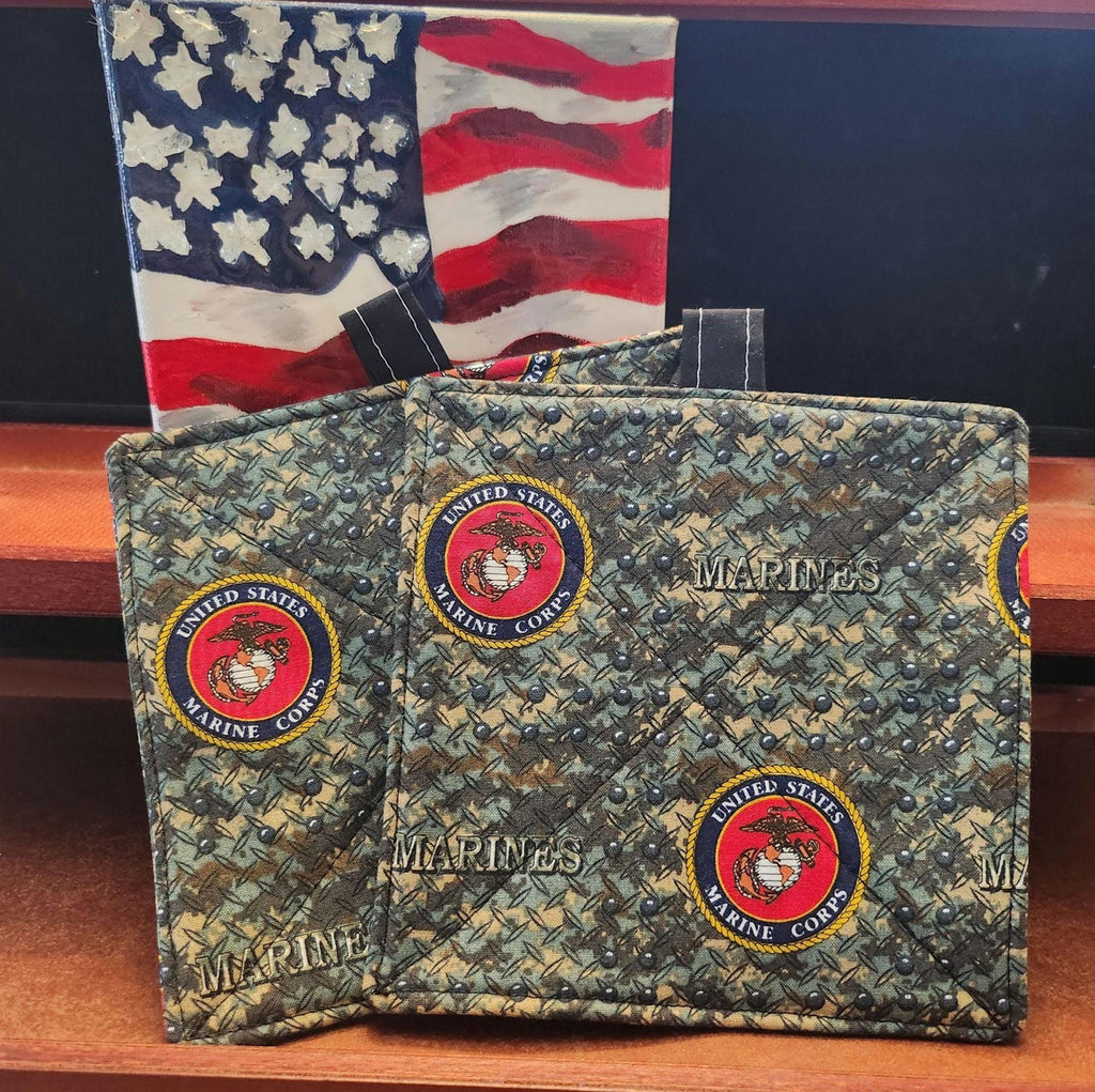 Military Branch Potholders, Patriotic Kitchen Decor, Veteran Gift (Set of 2)