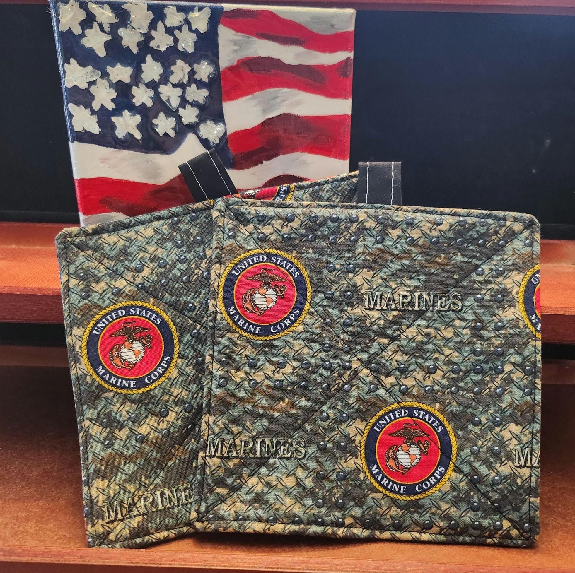 Military Branch Potholders, Patriotic Kitchen Decor, Veteran Gift (Set of 2)