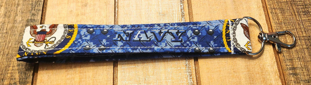 Handmade Military Branch Keychain – Patriotic Fabric Wristlet