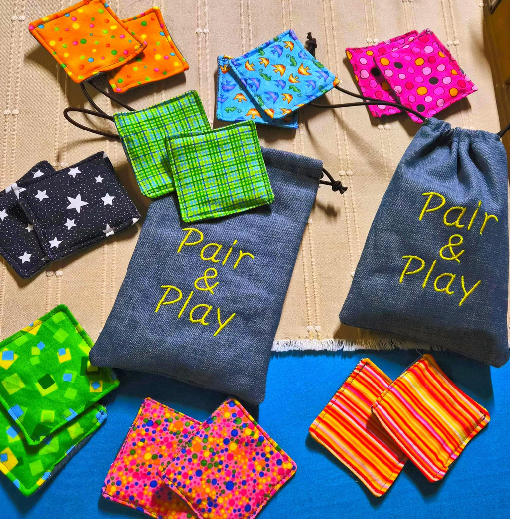 Handmade Fabric Memory Matching Game for Kids – Pair & Play Travel Set with Drawstring Bag
