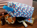 Handmade Quilted Cosmetic Travel Bag - Zippered Makeup Pouch with Handle