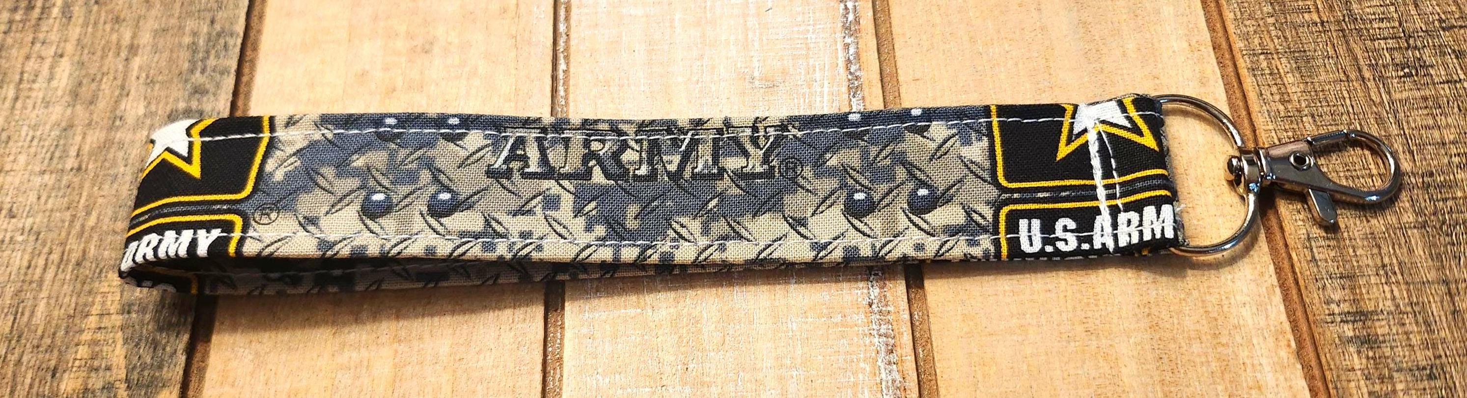 Handmade Military Branch Keychain – Patriotic Fabric Wristlet