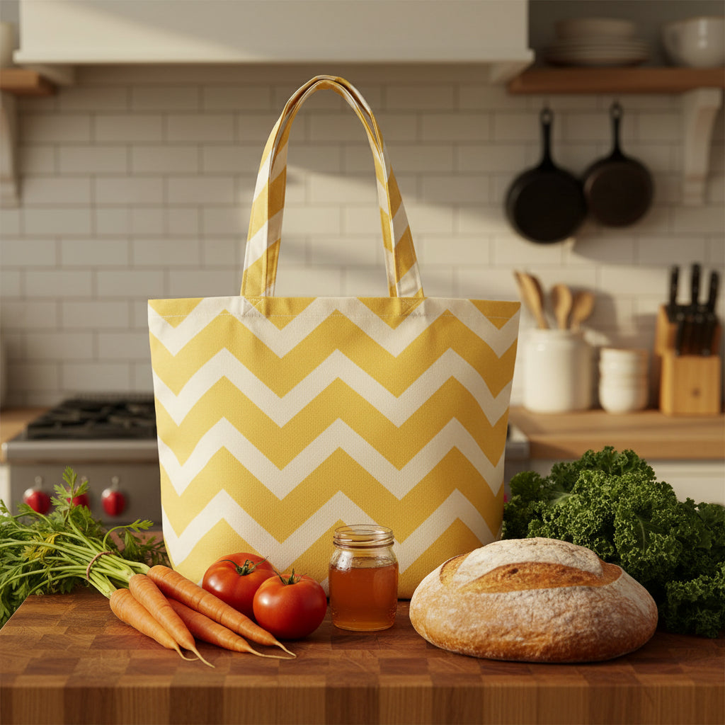 Handmade Canvas Tote Bag – Patterned, Boxed Corners, Everyday & Beach Carry