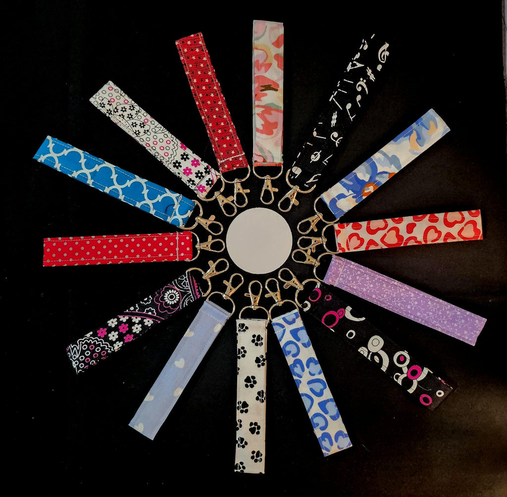 Handmade Fabric Keychain – Cute Printed Wristlet Key Fob