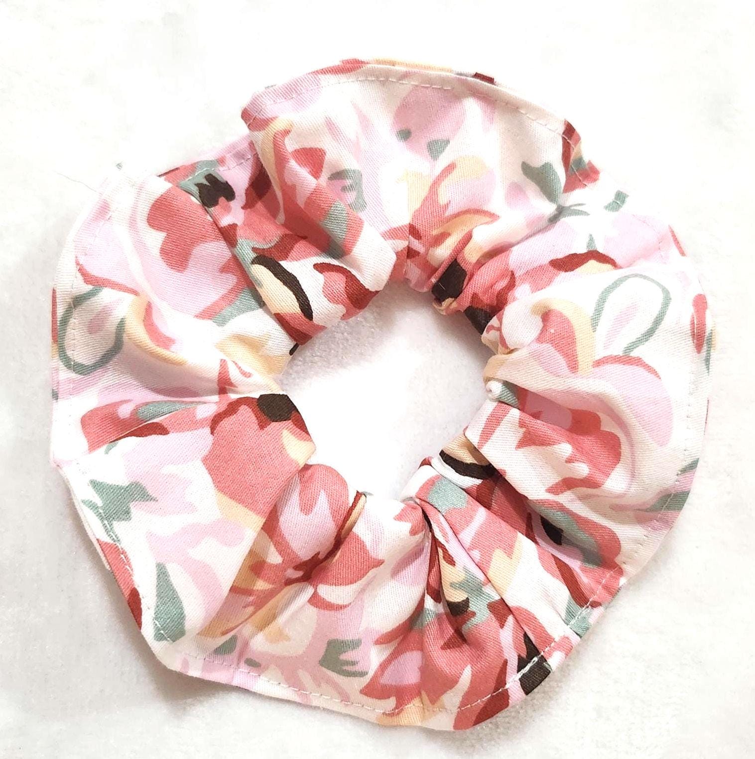 Handmade Floral Cotton Scrunchie – Patterned Hair Tie